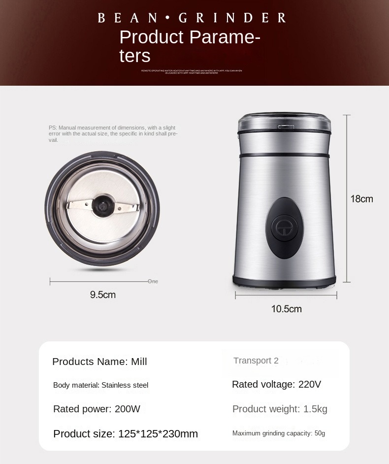 Coffee mill MT-CM04  steel color