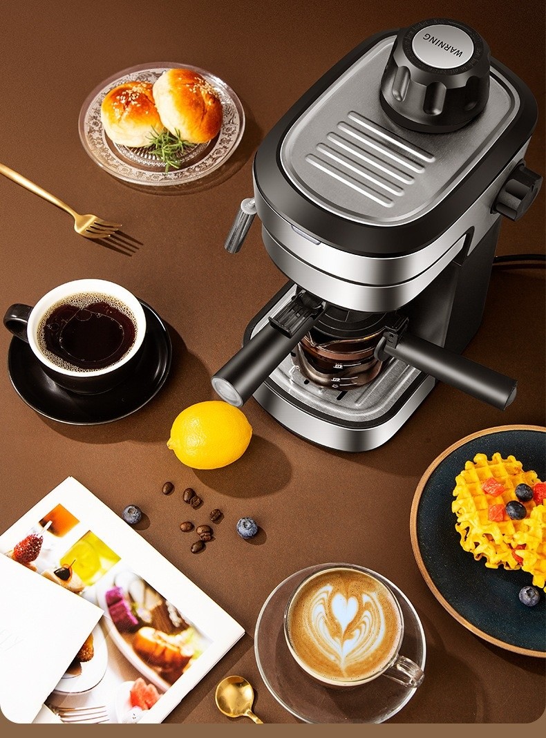 Italian coffee maker MT-CM06 black color, with milk frother