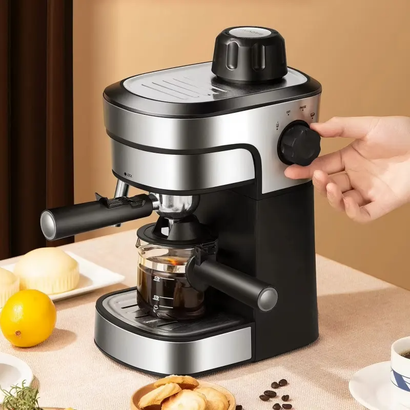 Italian coffee maker MT-CM06 black color, with milk frother