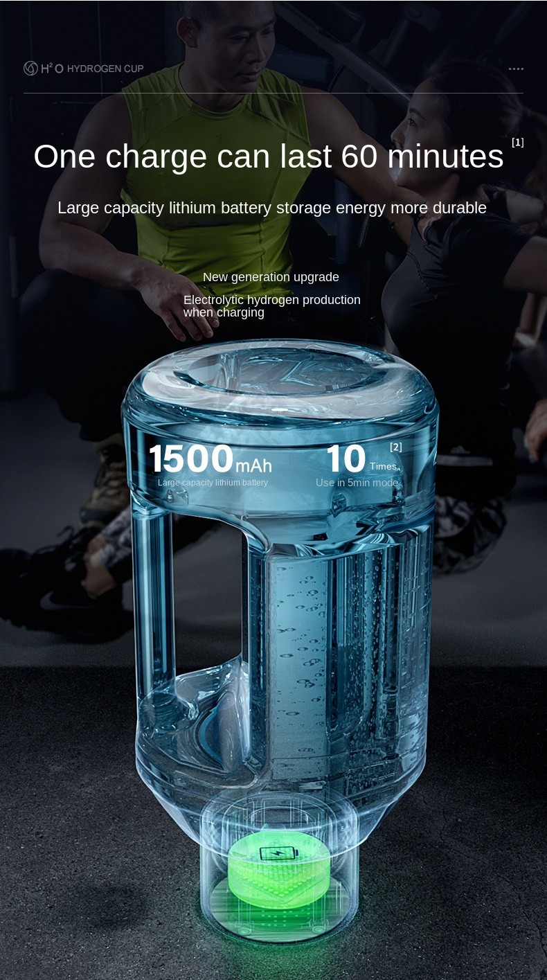 MT-H1500B hydrogen water generator kettle for sports Tritan body with handle