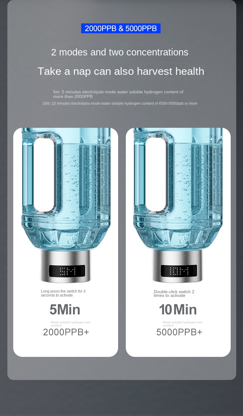 MT-H1500A High hydrogen concentration  hydrogen water generator kettle for sports Tritan body with handle