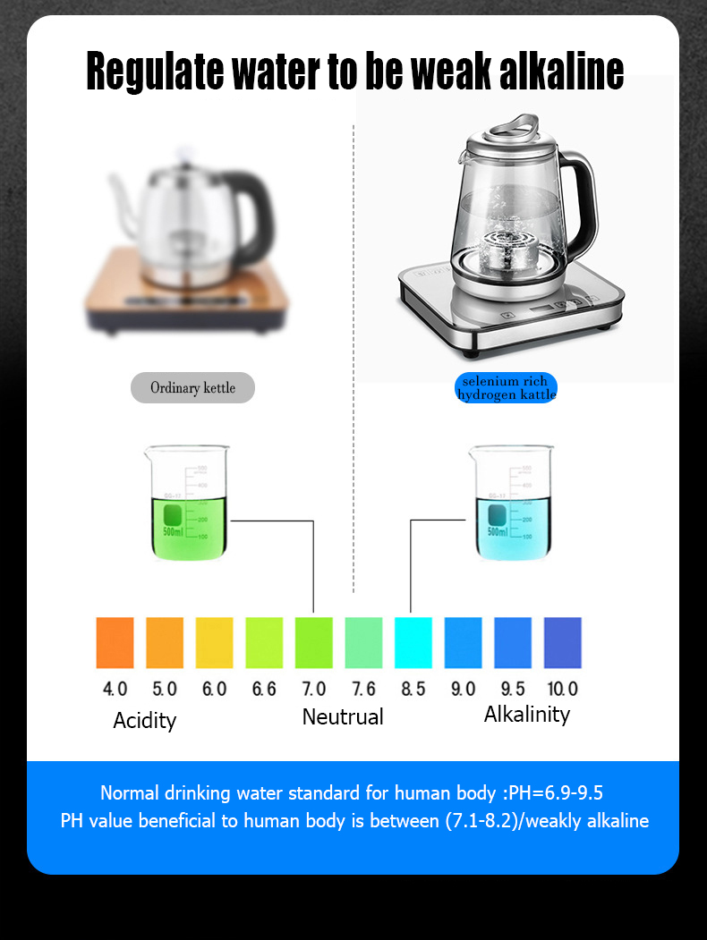 Selenium rich hydrogen water making kettle MT-HK02