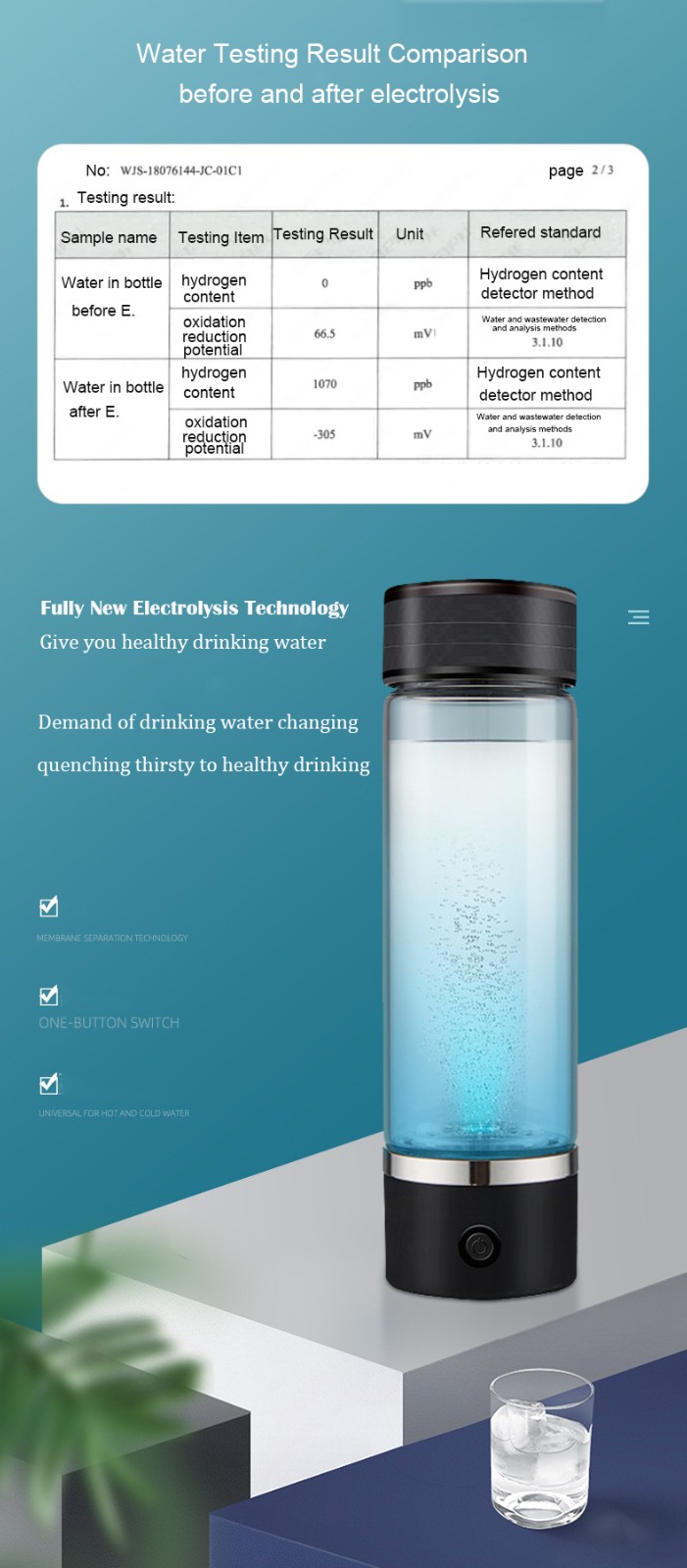 MT-H268 hydrogen water generator bottle