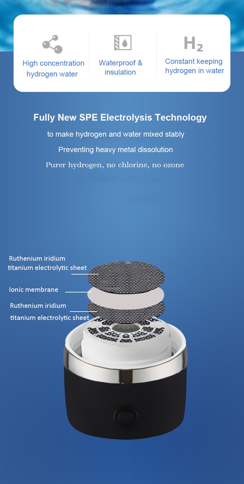MT-H268 hydrogen water generator bottle