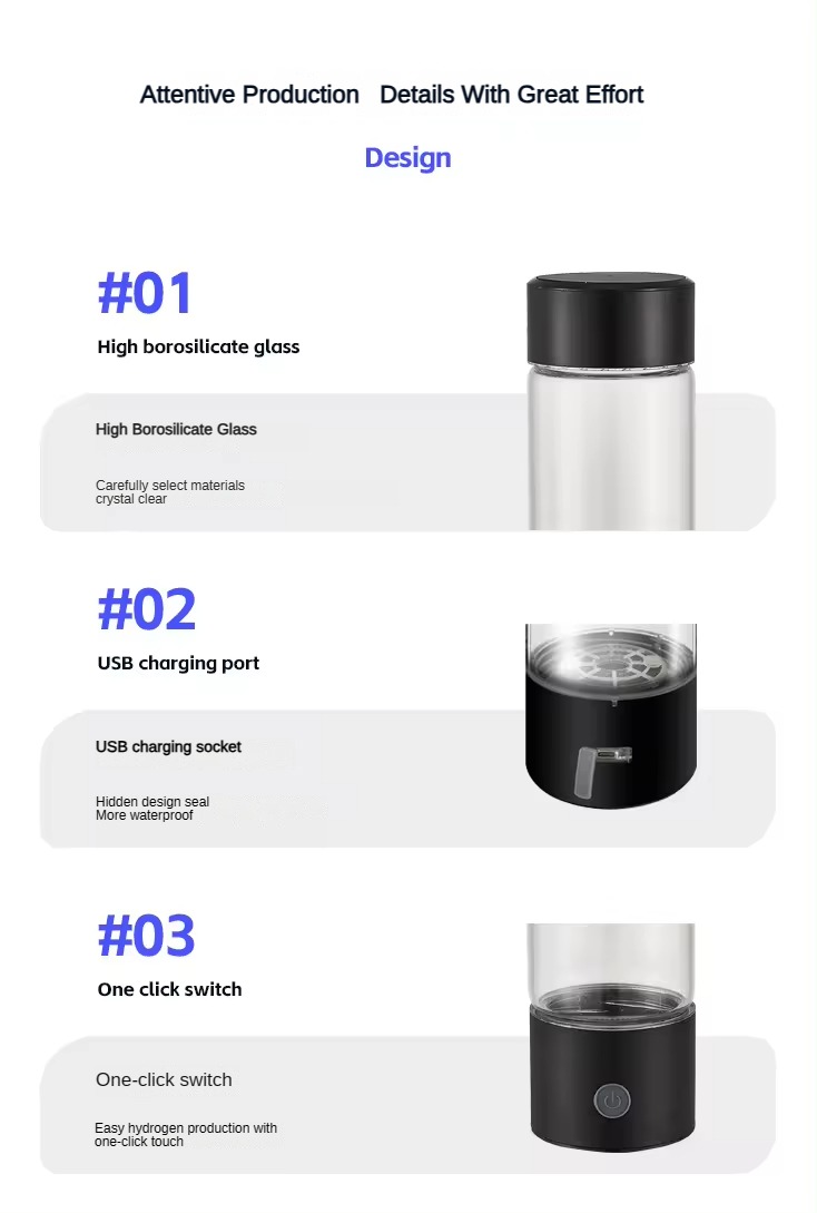 MT-H267 steel color hydrogen water generator bottle