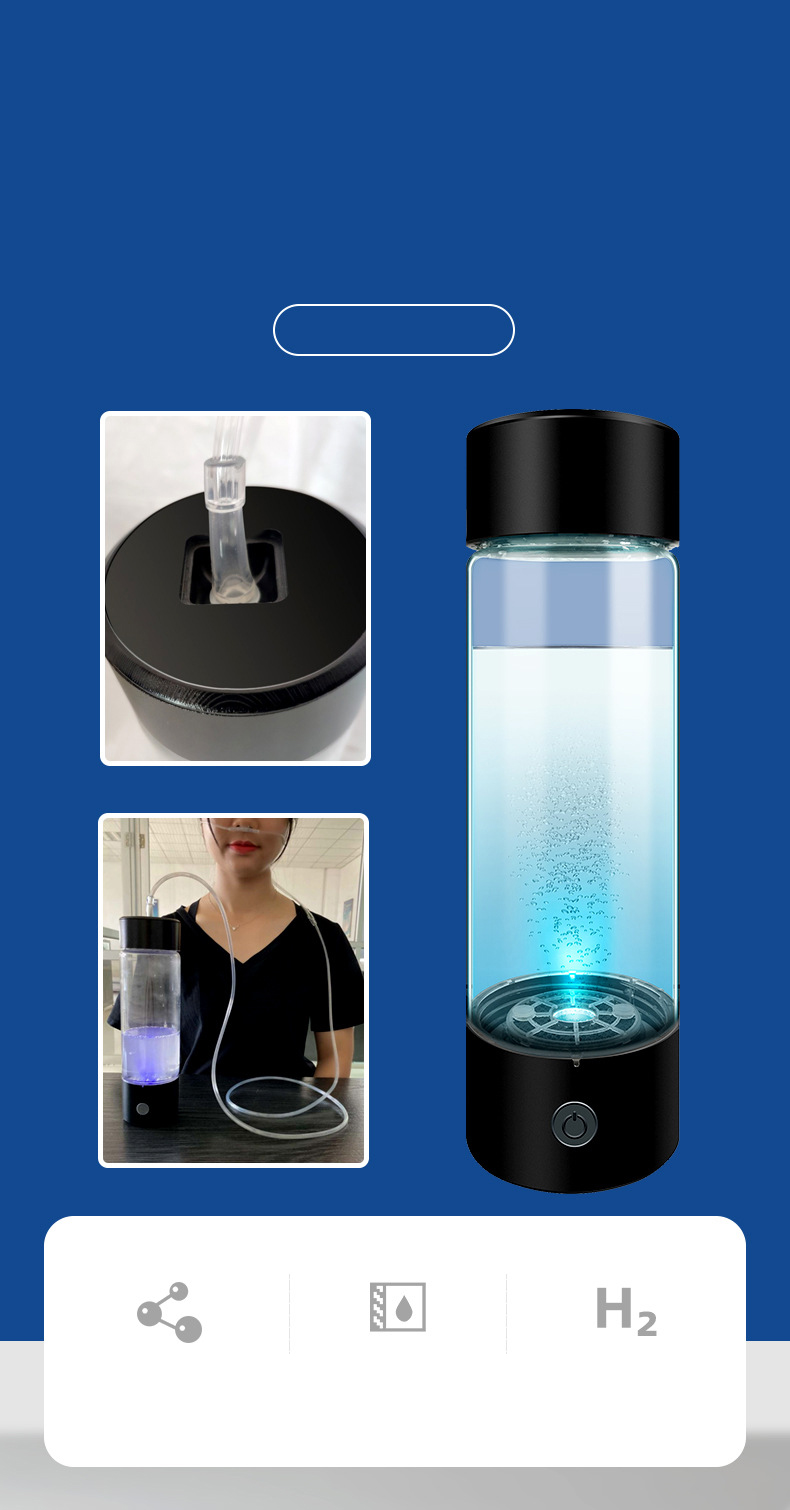 MT-H267C gold/black/red/blue/purple/steel hydrogen water generator bottle