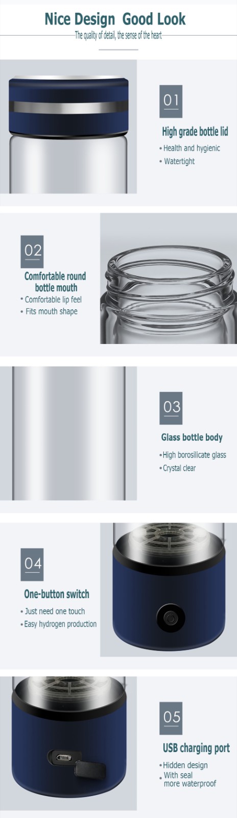 MT-H266C gold color hydrogen water generator bottle
