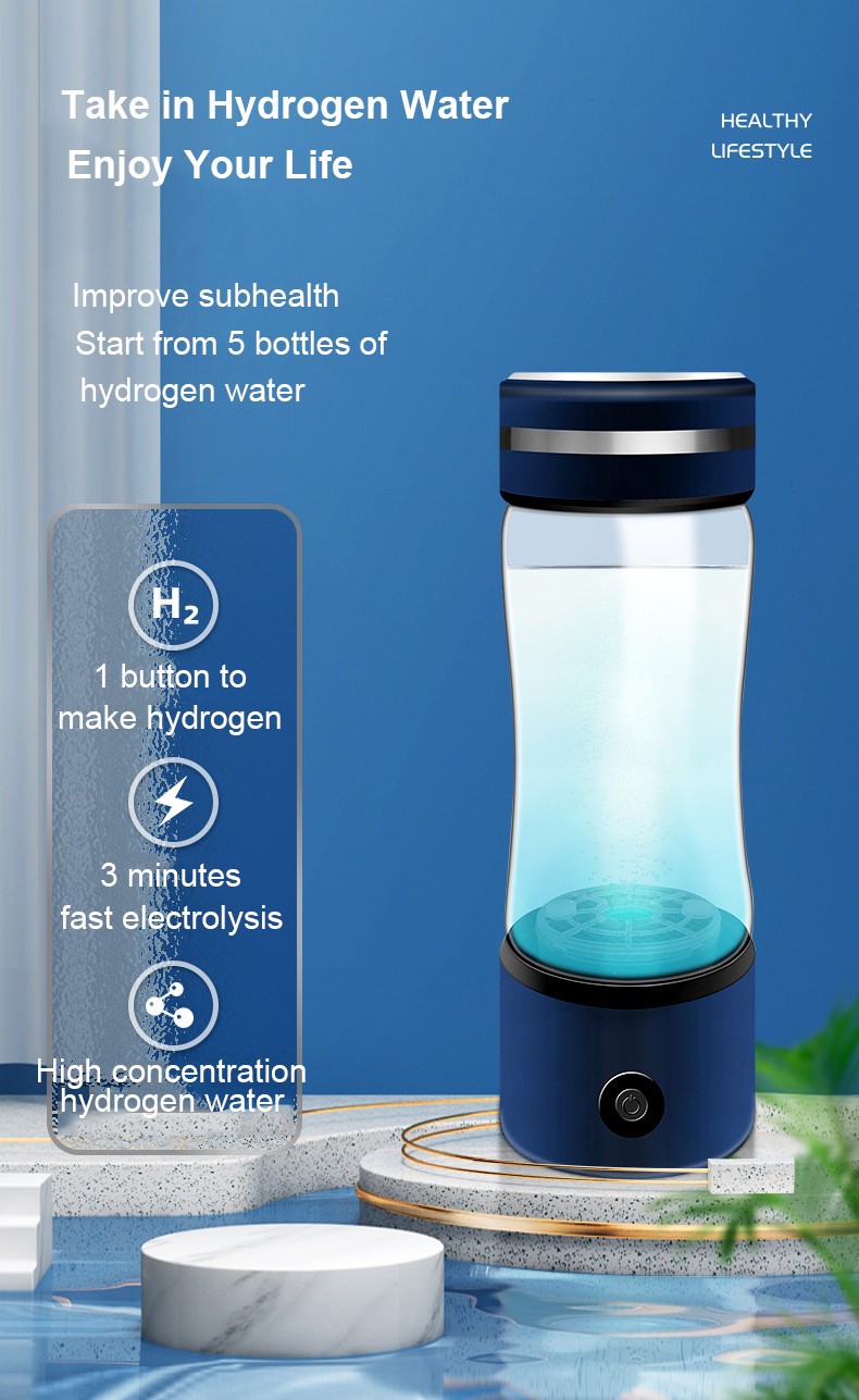 MT-H266D blue /silver grey hydrogen water generator bottle