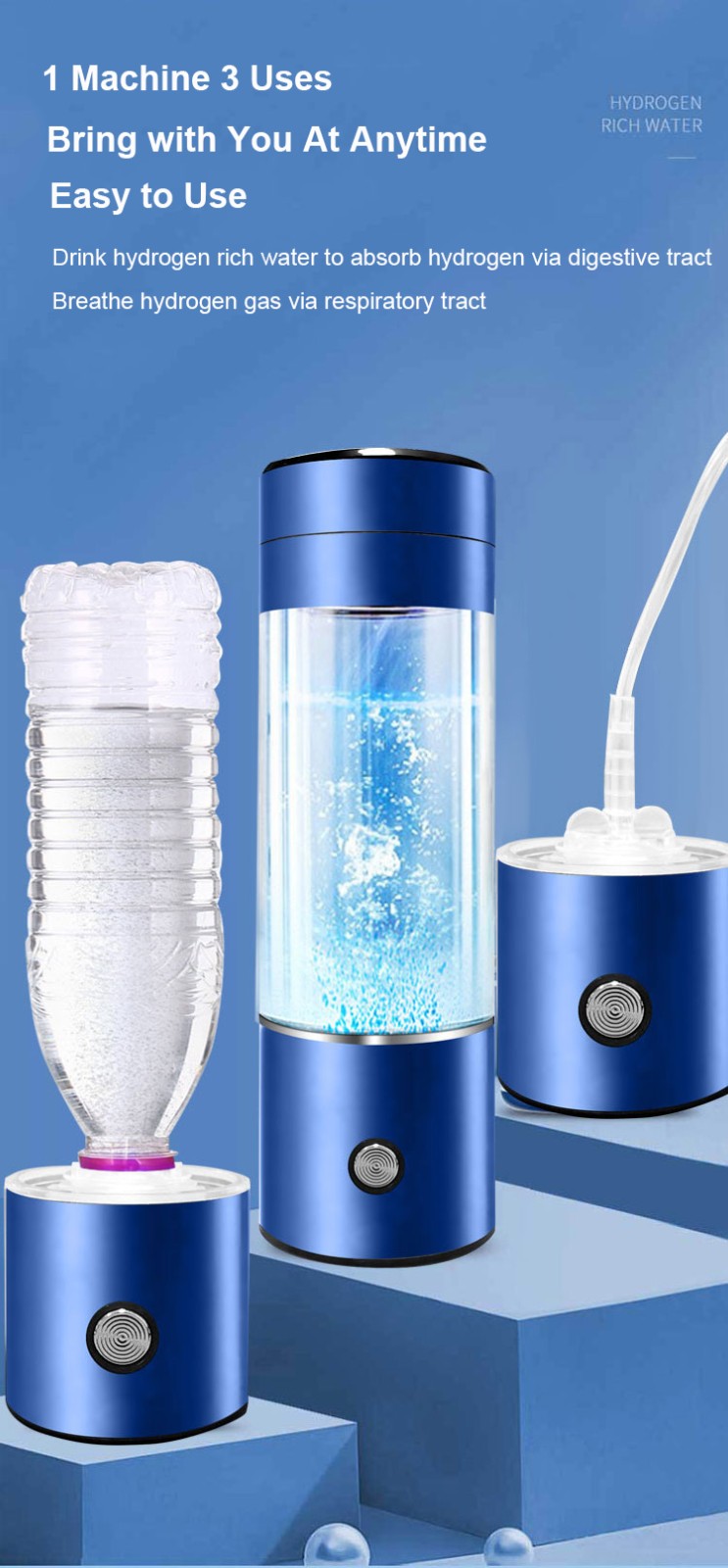MT-H226 blue/green Hydrogen rich water generator bottle