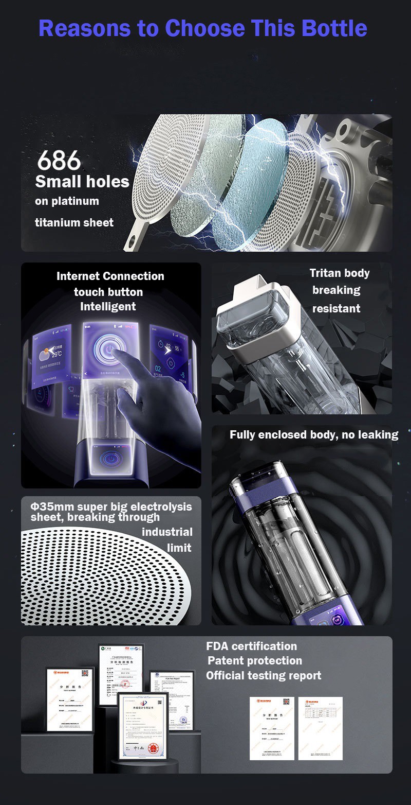 MT-H9000A high hydrogen concentration intelligent hydrogen water generator bottle