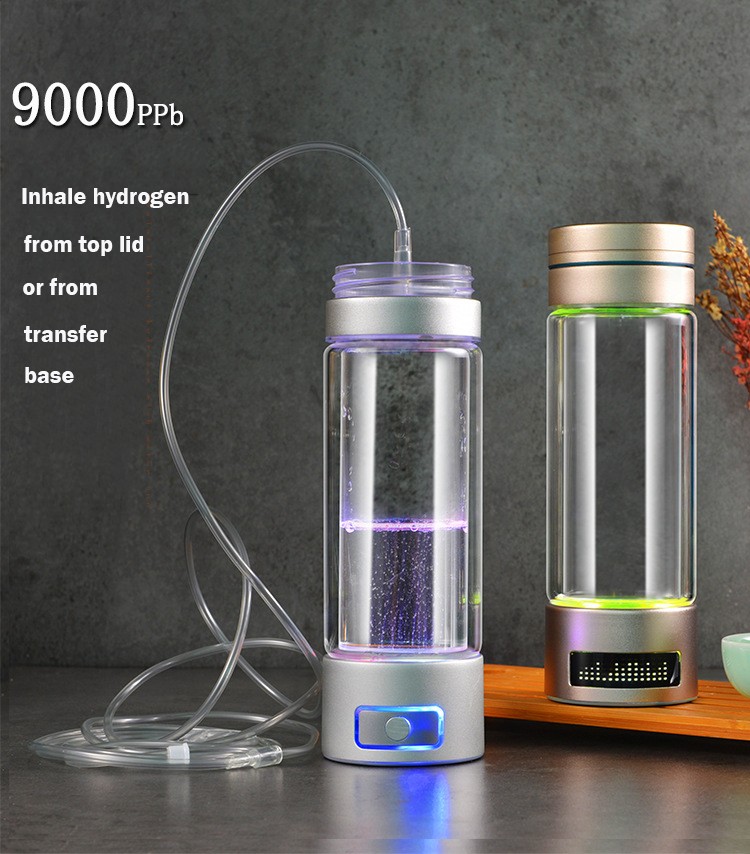 MT-H9000B high hydrogen concentration  hydrogen water generator cold/ hot water 4 in 1 bottle double layer glass