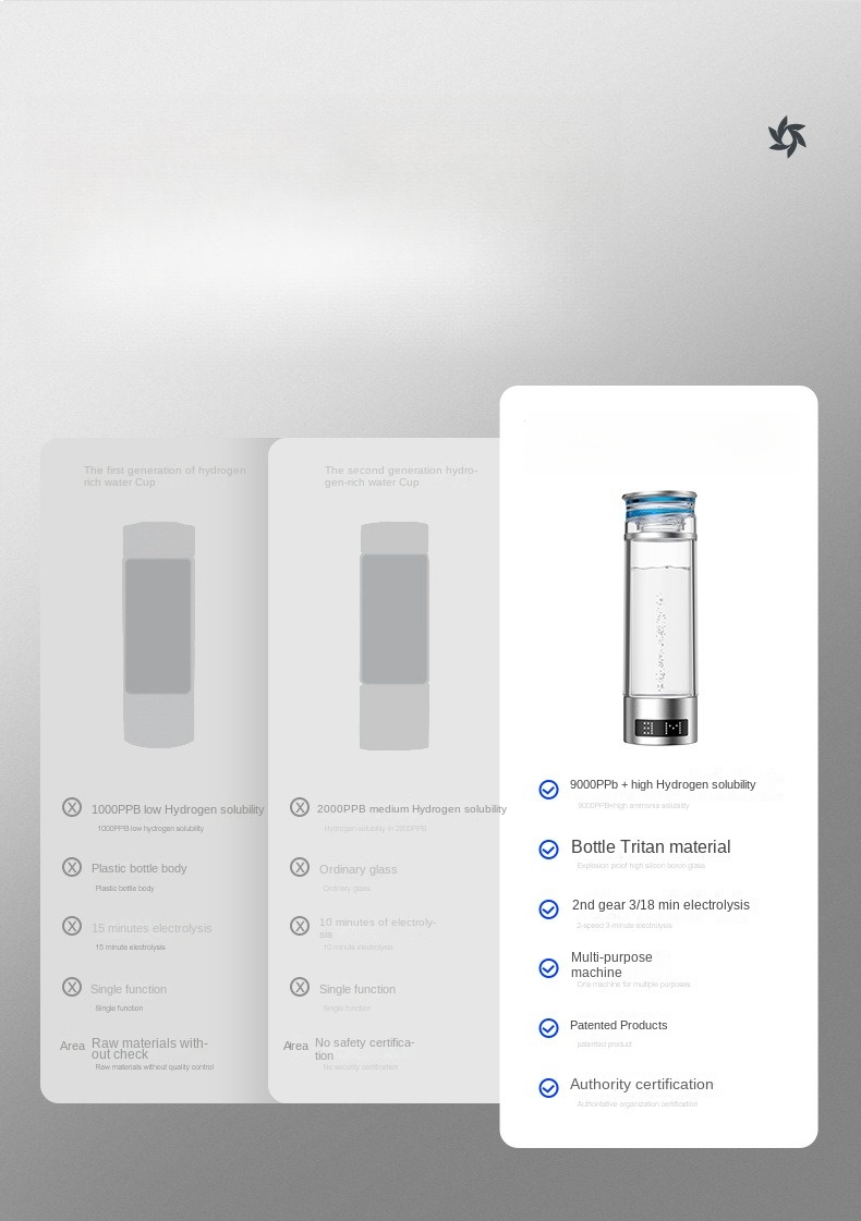 MT-H9000C Navy cap high hydrogen concentration  hydrogen water generator  champane Champagne gold, silver