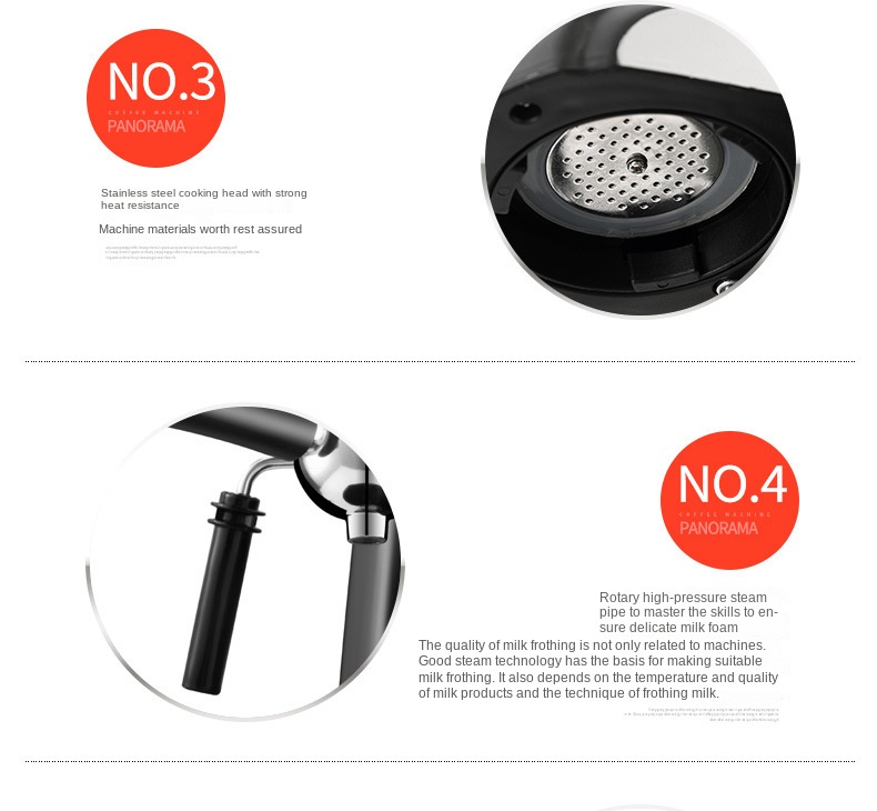 Italian coffee maker MT-CM07 black color, with milk frother