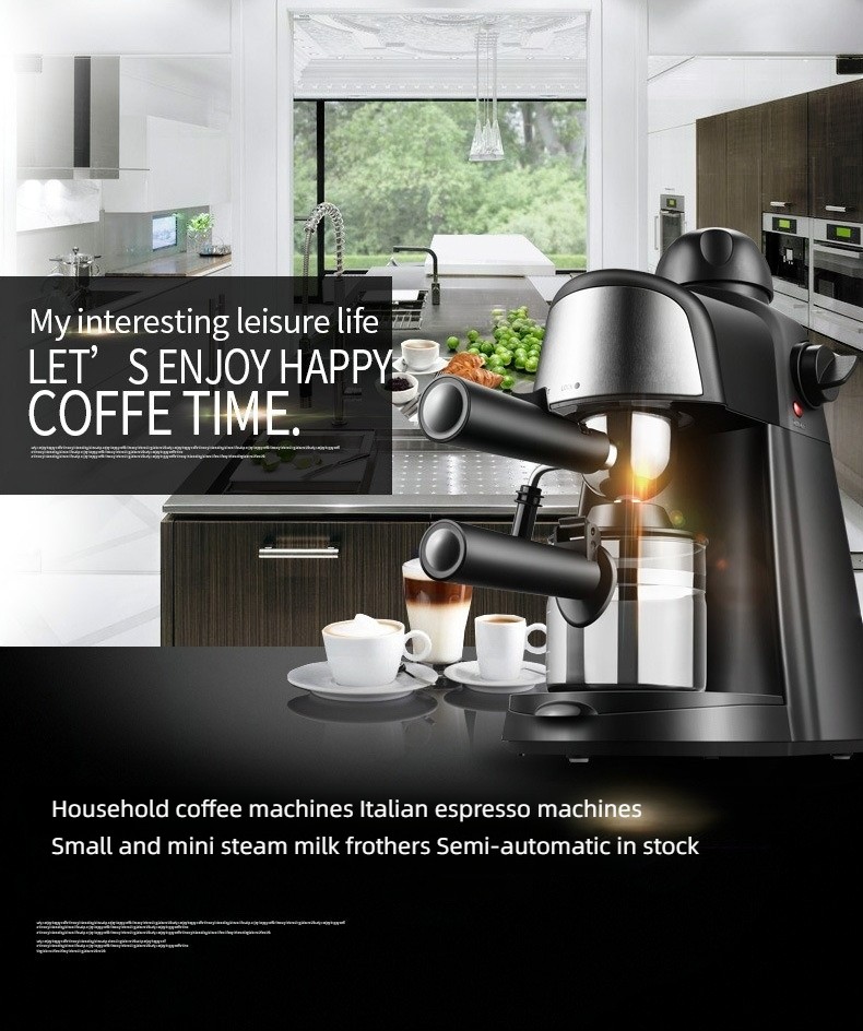 Italian coffee maker MT-CM07 black color, with milk frother