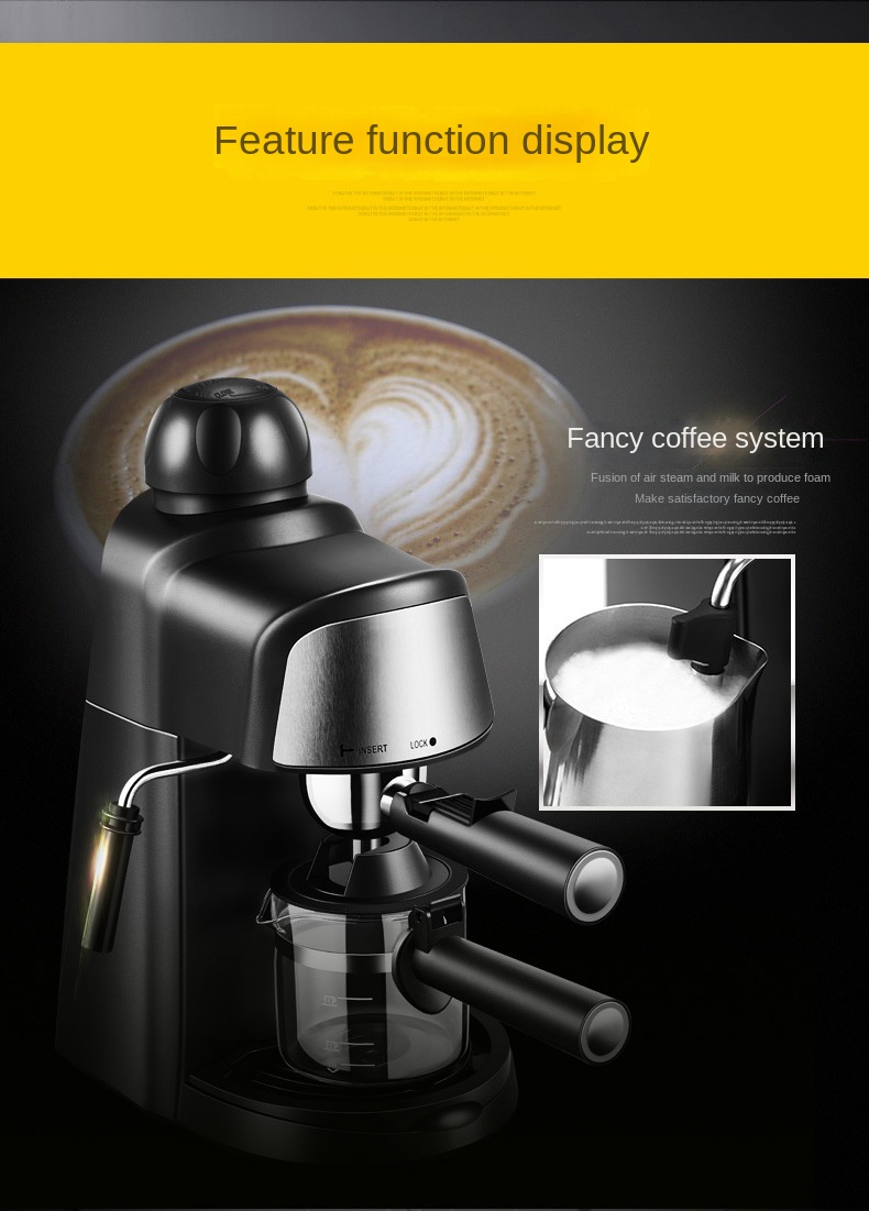 Italian coffee maker MT-CM07 black color, with milk frother