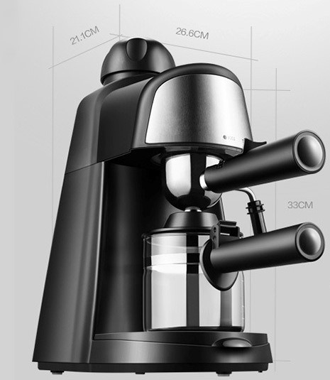 Italian coffee maker MT-CM07 black color, with milk frother