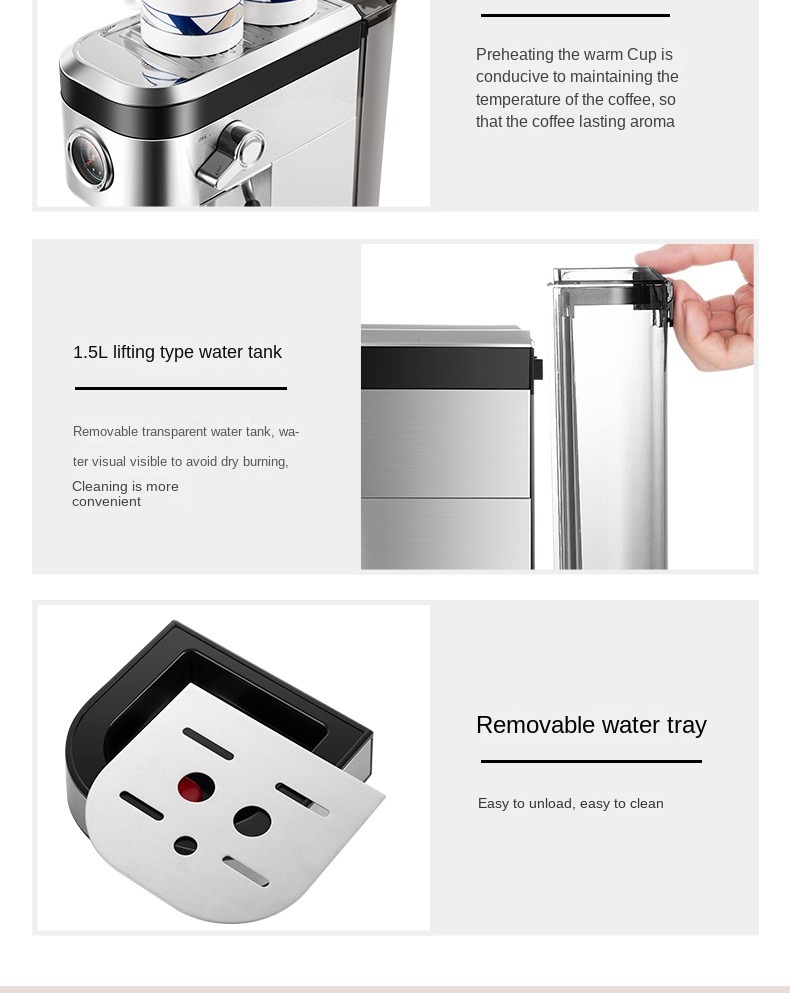 Italian coffee maker MT-CM09 Stainless steel color, with milk frother