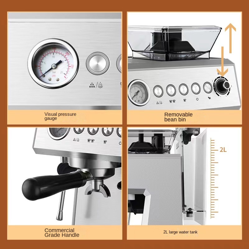 Italian coffee grinding making combined machine MT-CM15 silver grey