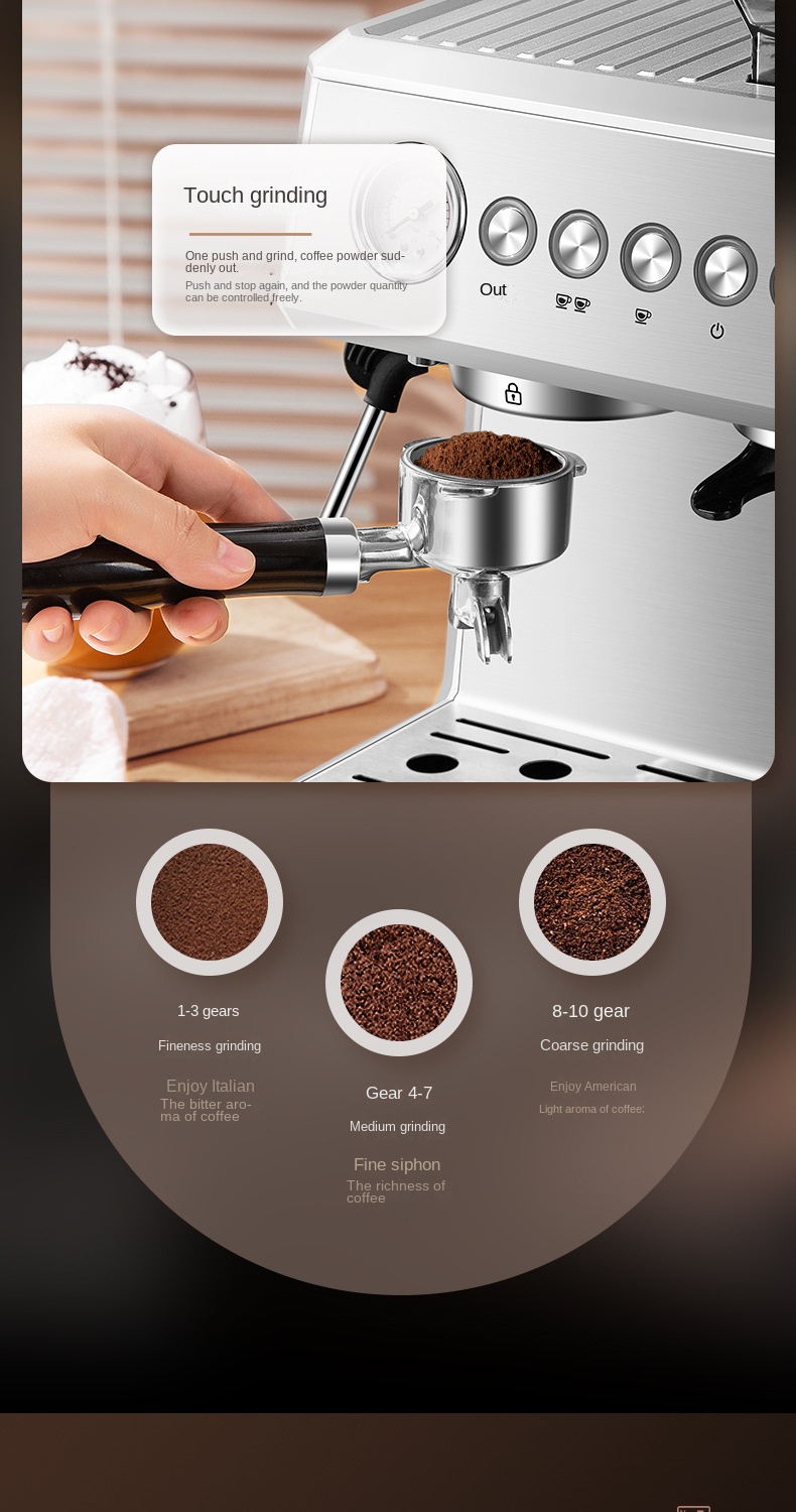 Italian coffee grinding making combined machine MT-CM15 silver grey