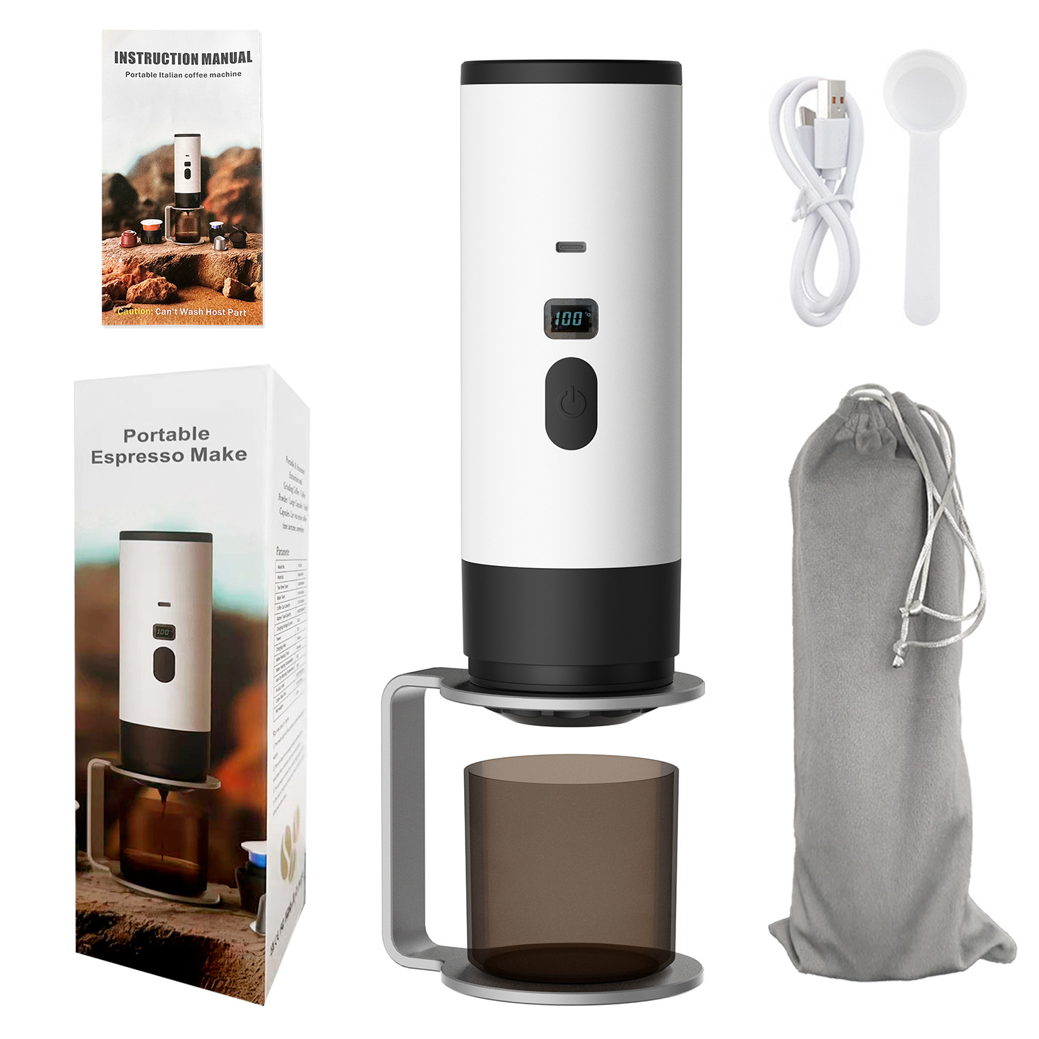 Capsule coffee maker MT-CM25B with stand and flannelette bag