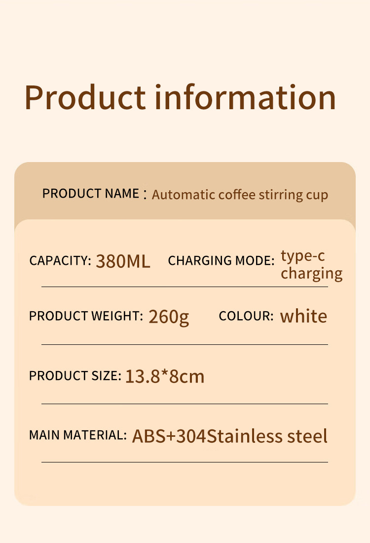 Magnetic automatic stirring cup MT-CC01 white/black