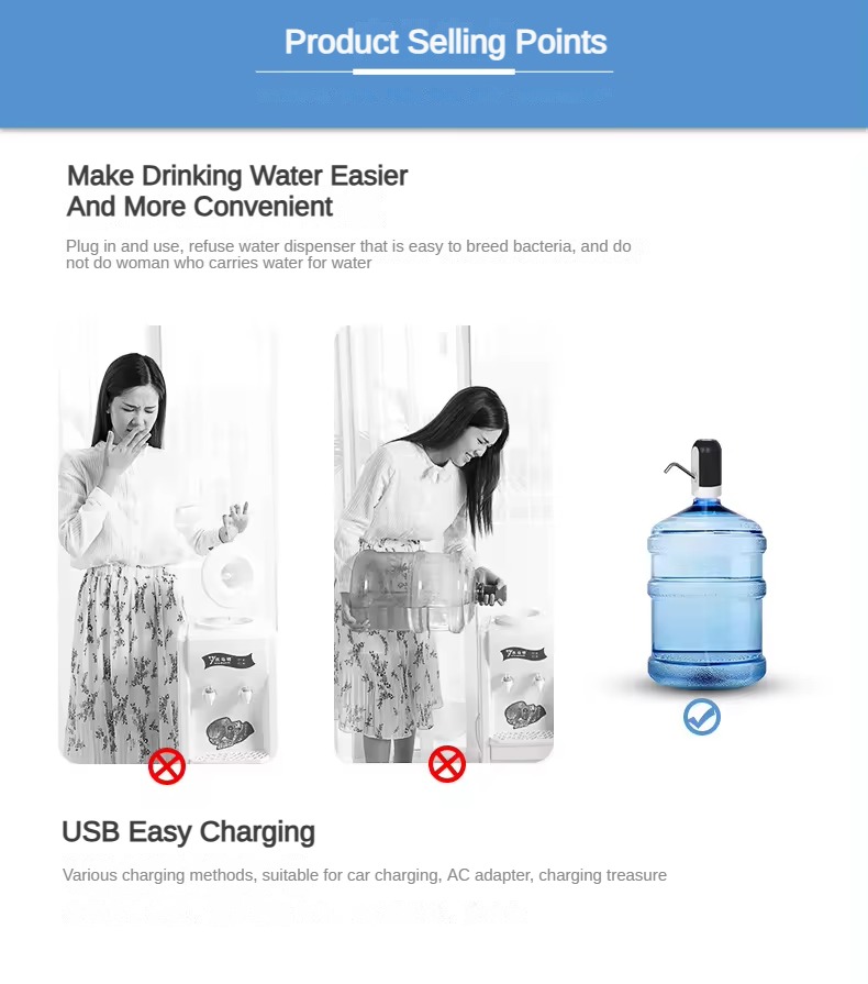 White bottled water pump dispenser  MTWD-01B (white/black base)