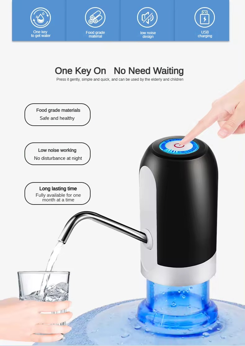 White bottled water pump dispenser  MTWD-01B (white/black base)
