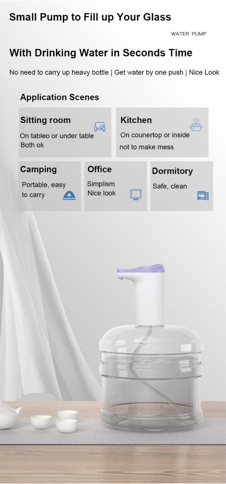 Water pump dispenser MTWD-09 (white and purple)