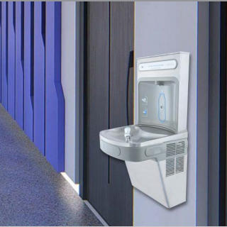 Outdoor drinking water fountain wall mounting