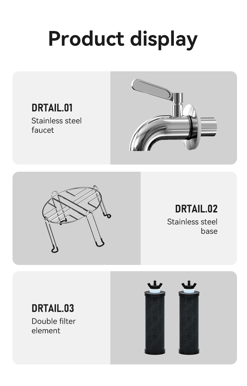 Tabletop gravity type stainless steel water purifier MTWP-SS8 Tabletop gravity type stainless steel water purifier MTWP-SS8