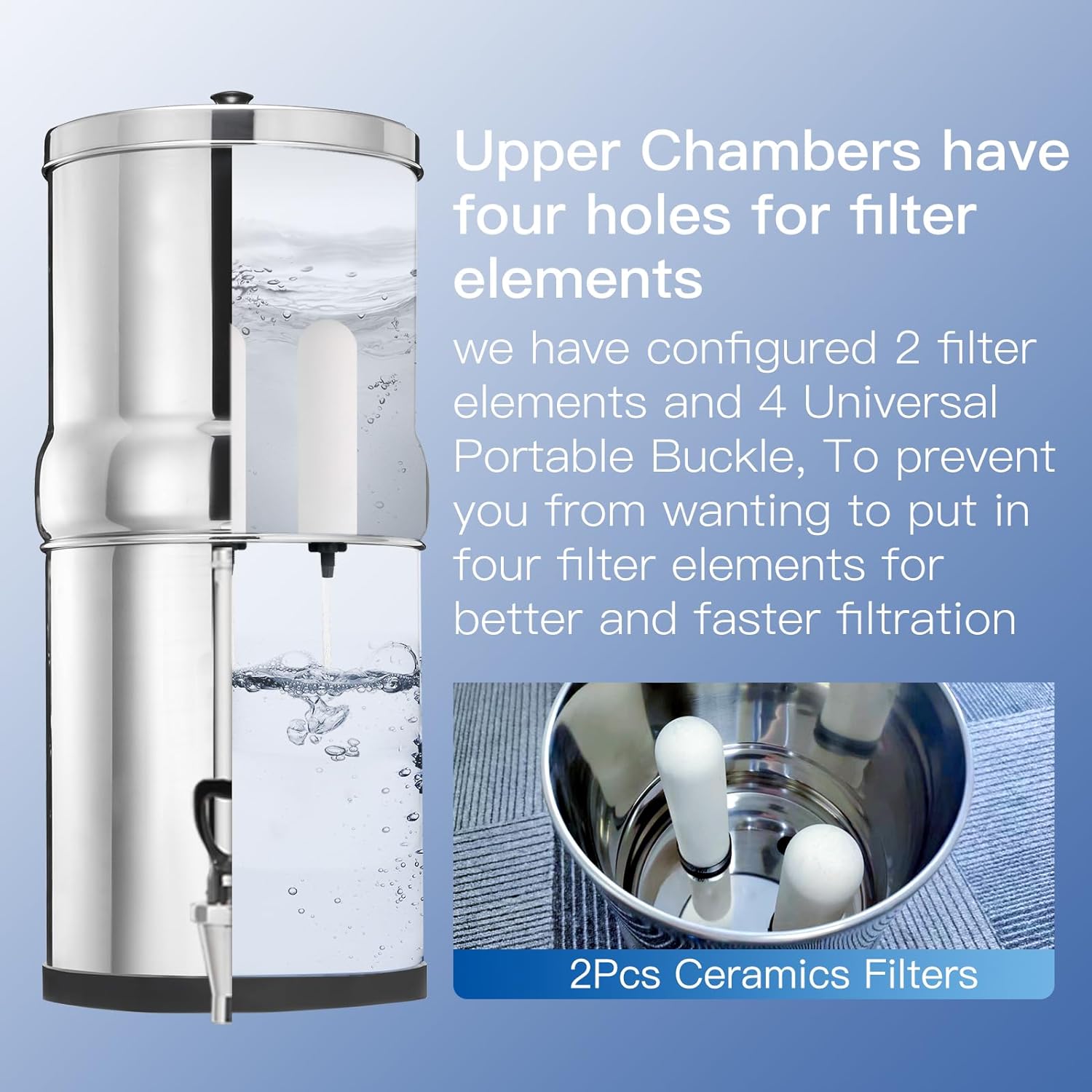 Tabletop gravity type stainless steel water purifier MTWP-SS8 Tabletop gravity type stainless steel water purifier MTWP-SS8