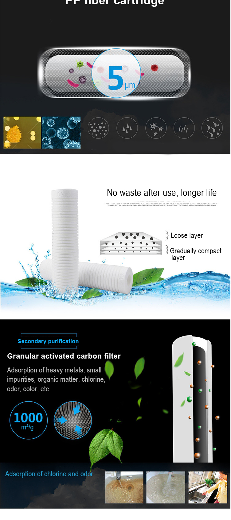 Under sink two stages simple water filter MTWP-US02A