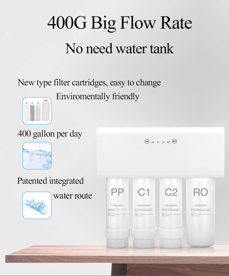 4-stage 400GPD tankless RO water purifier white  MTWP-400