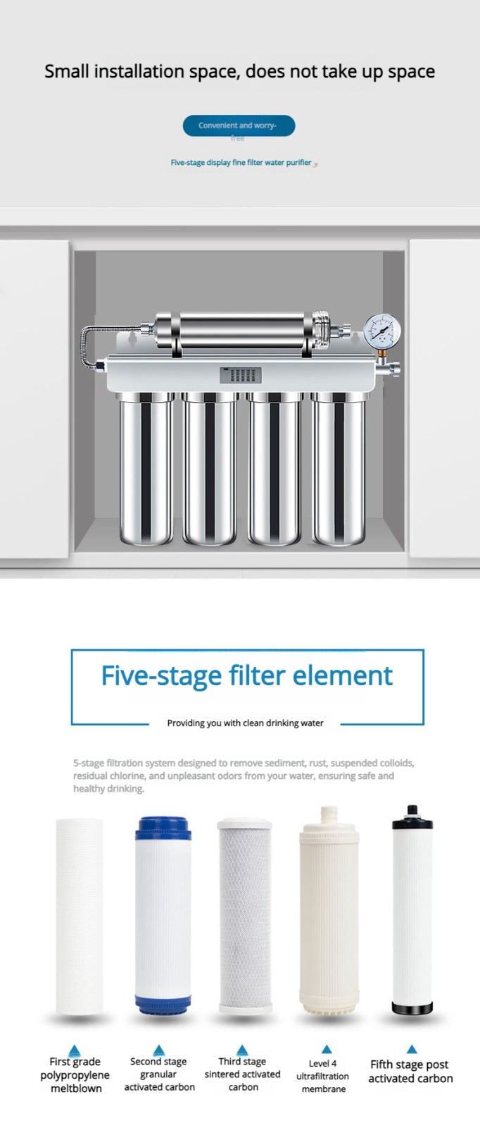 Big 5-stage stainless steel UF water purifier with magnet MTWP-UF004M Big 5-stage stainless steel UF water purifier with magnet MTWP-UF004M