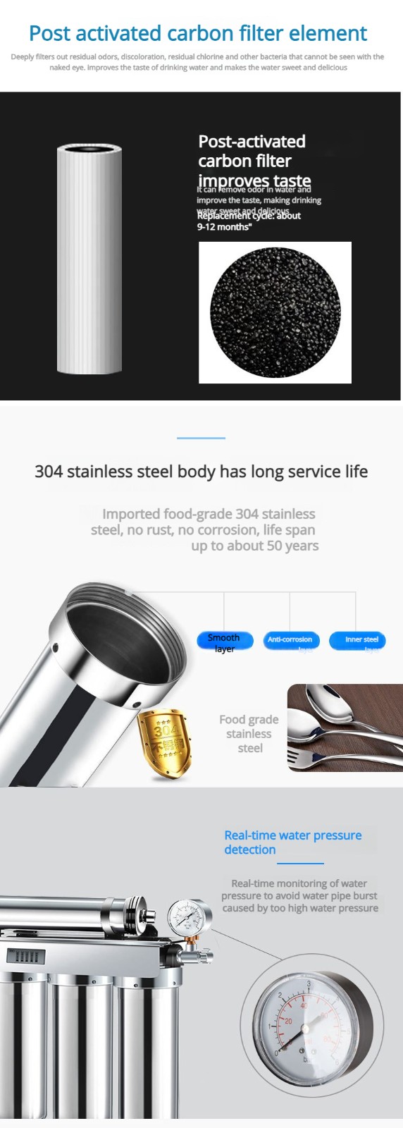 Big 5-stage stainless steel UF water purifier with magnet MTWP-UF004M Big 5-stage stainless steel UF water purifier with magnet MTWP-UF004M