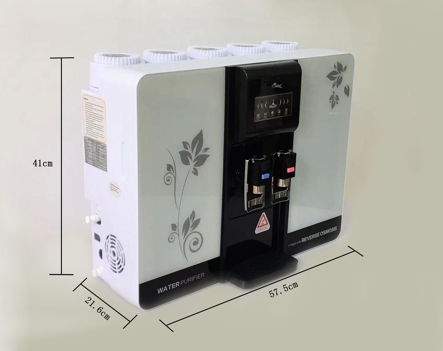 Tabletop 5-stage RO water purifier dispenser cold hot faucets