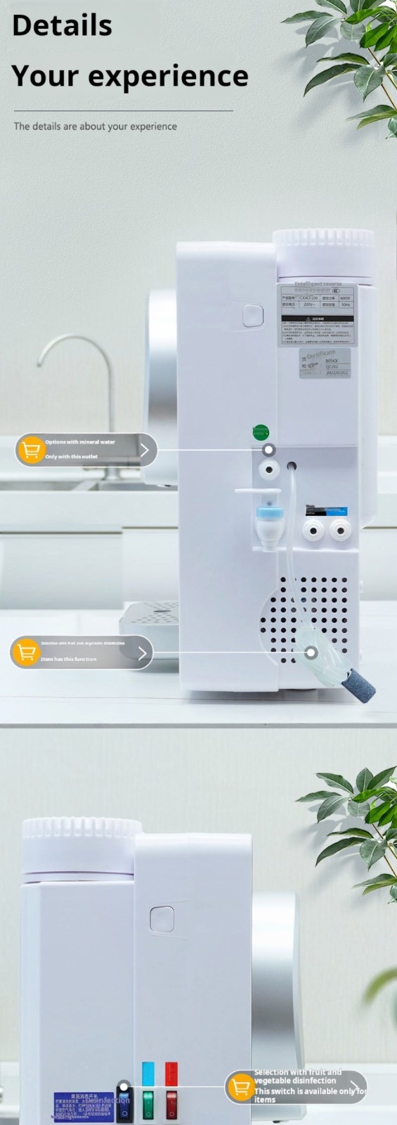 Tabletop 5-stage RO water purifier dispenser cold hot faucets  MTWP-T066