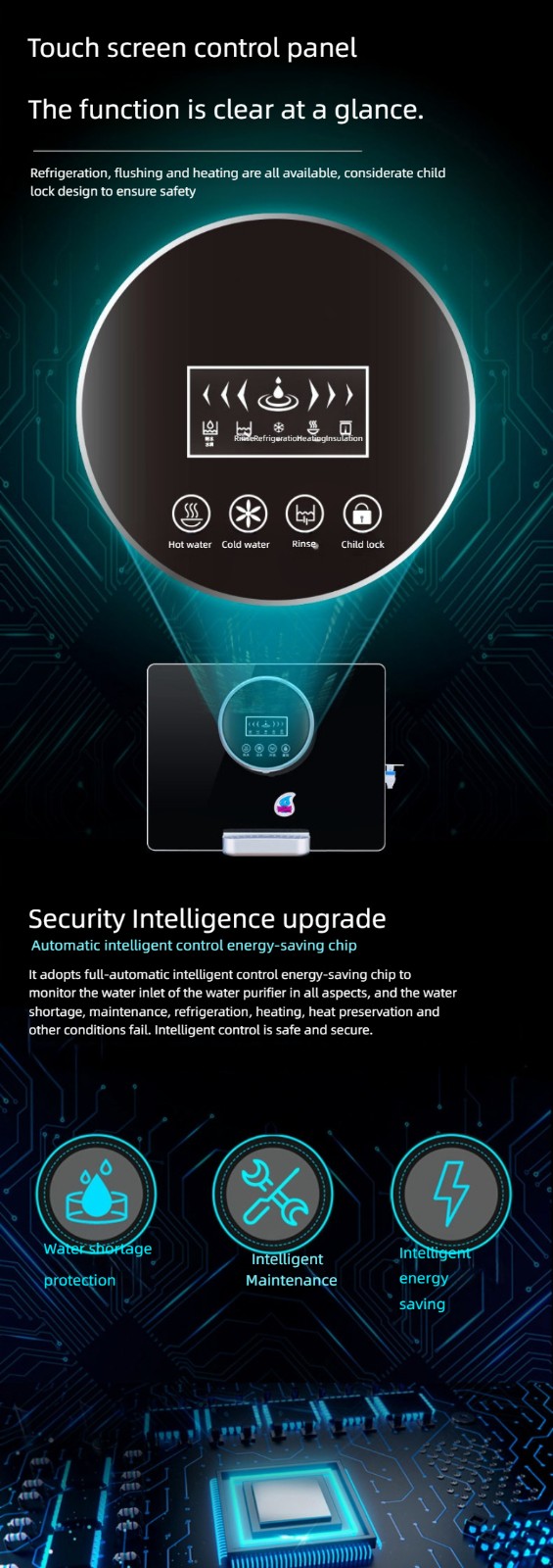 Tabletop 5-stage RO water purifier dispenser cold hot faucets  MTWP-T066