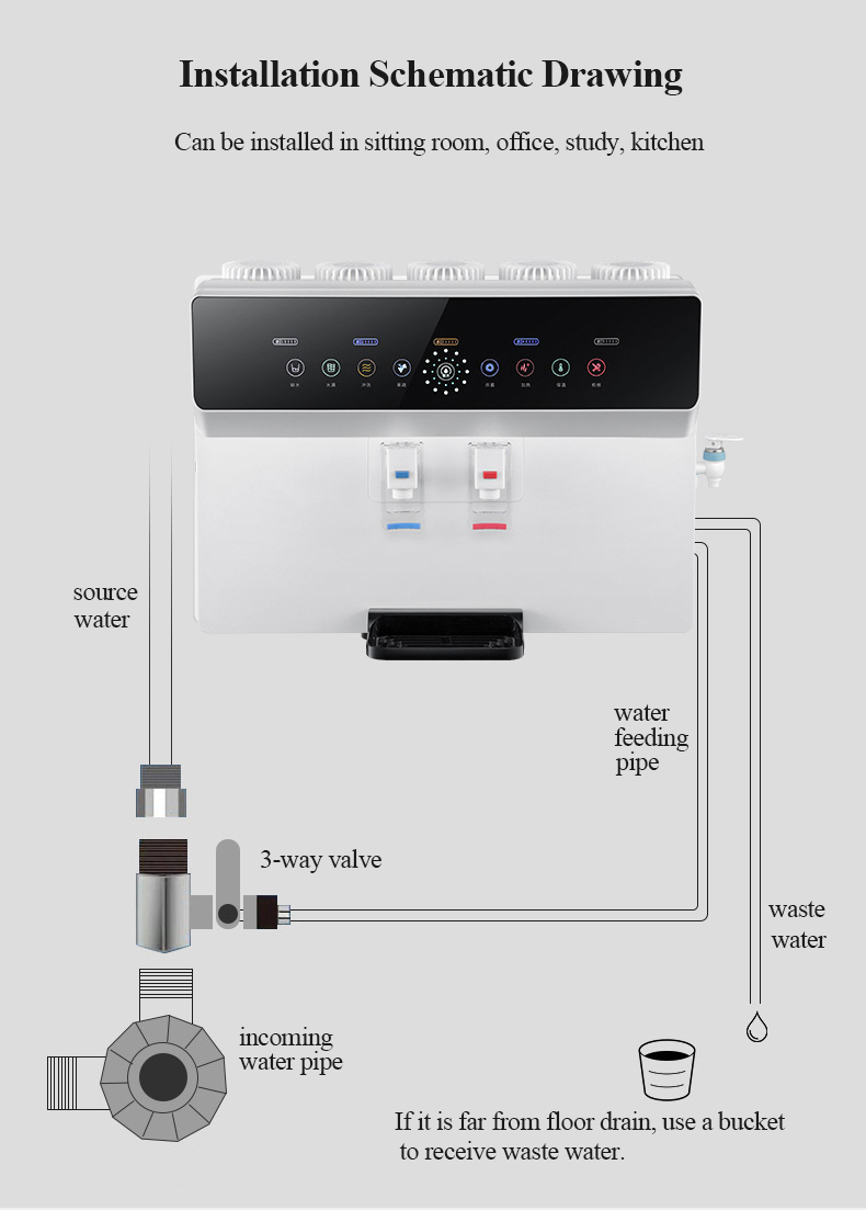 Tabletop 5-stages RO water purifier heating no cooling MTWP-T068