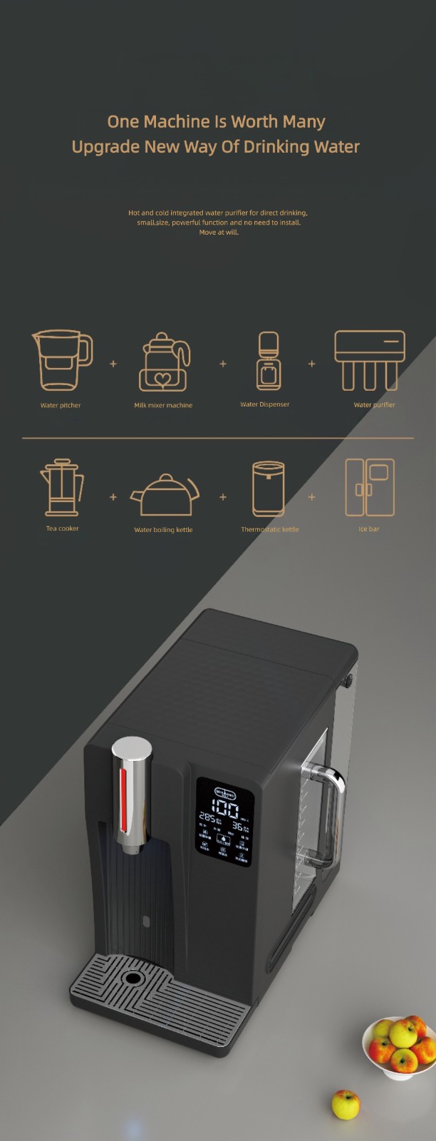 Tabletop no installation mineralization RO water purifier with heating cooling MTWP-T071 Tabletop no installation mineralization RO water purifier with heating cooling MTWP-T071