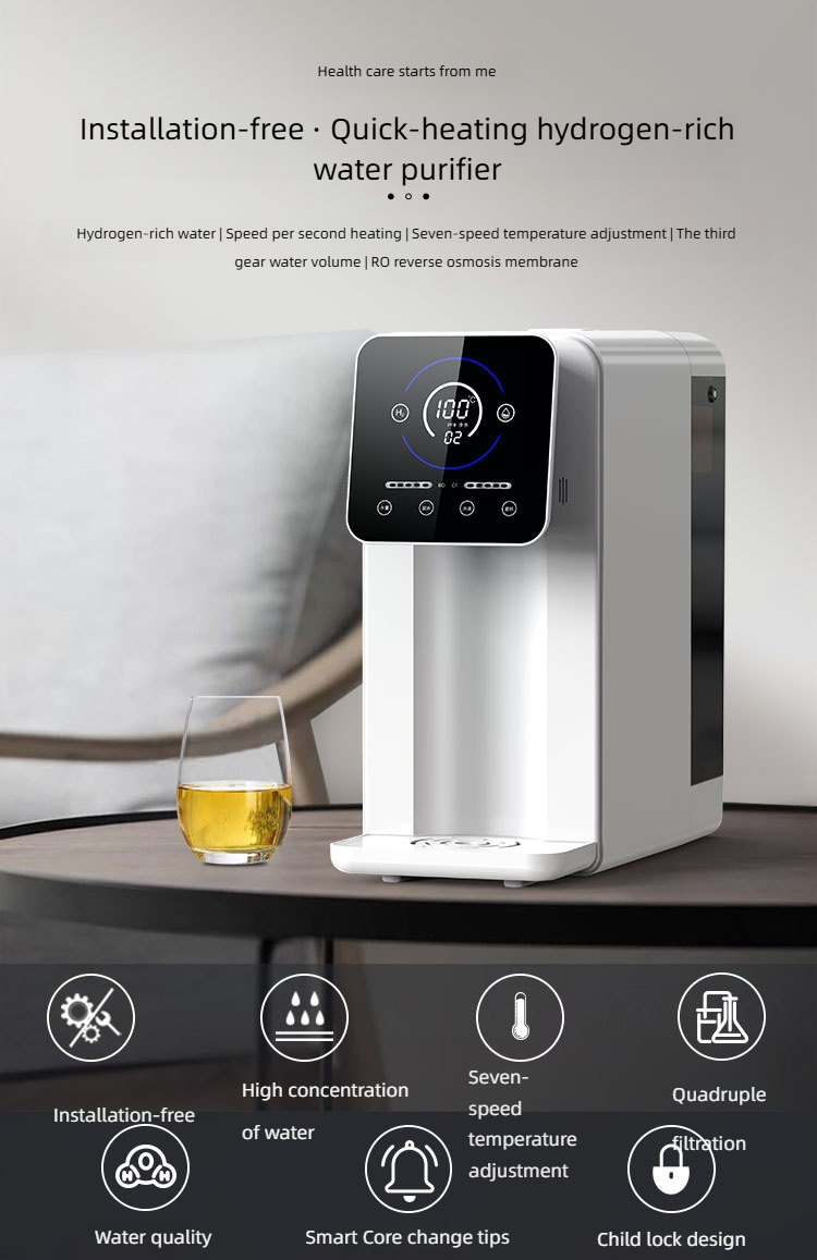 Tabletop RO water purifier dispenser hot water hydrogen generator MTWP-T075