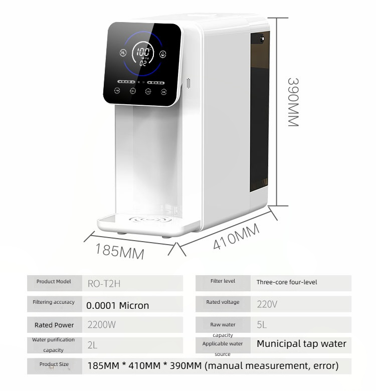 Tabletop RO water purifier dispenser hot water hydrogen generator MTWP-T075