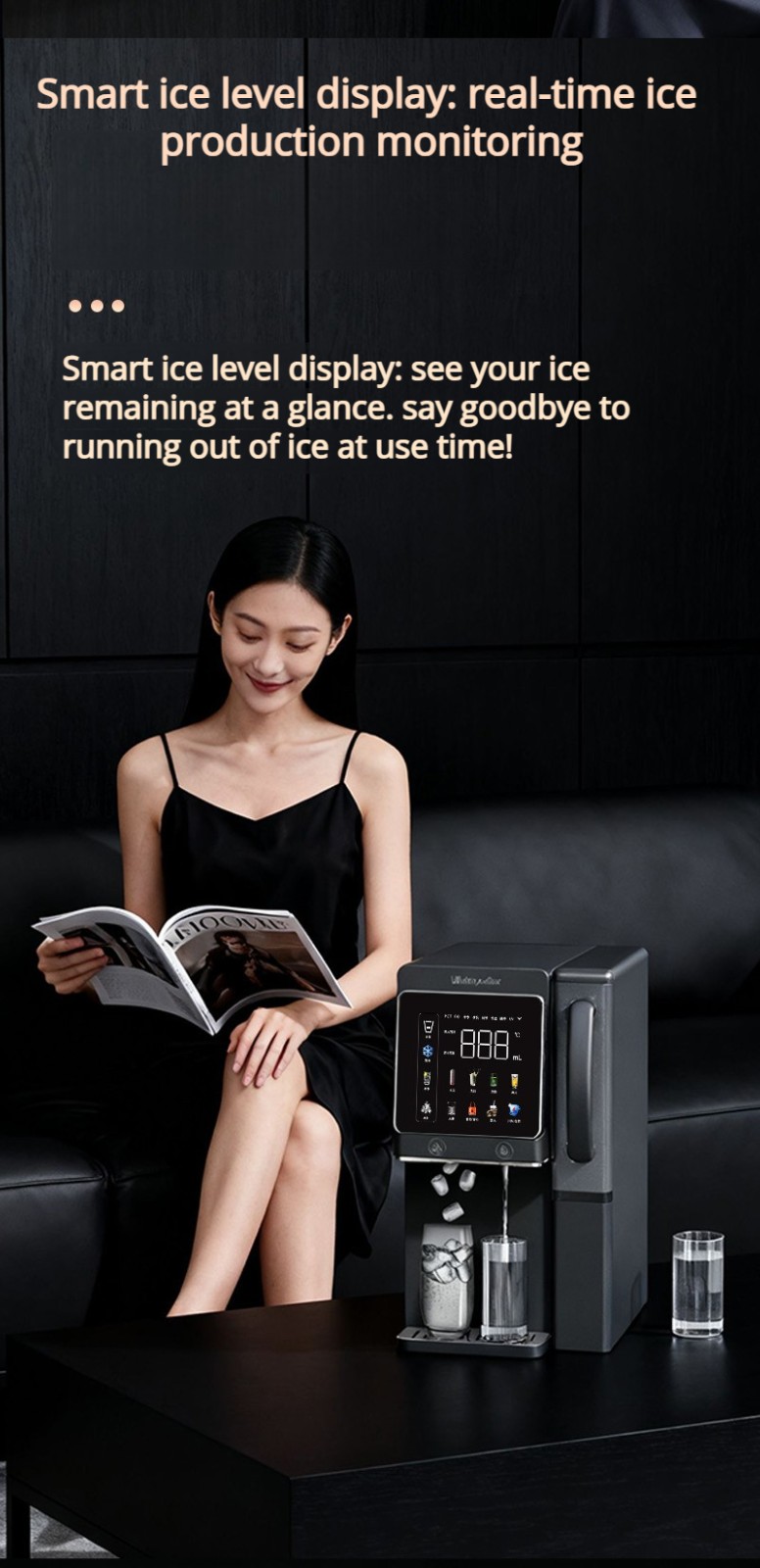 Tabletop 4-stage RO water purifier dispenser with 6 temperatures ice maker MTWP-T079