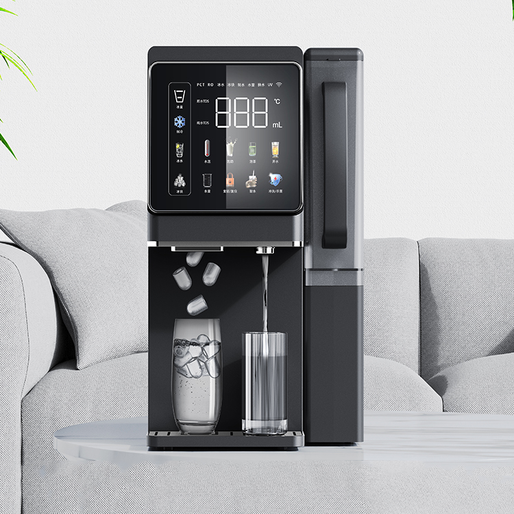 Tabletop 4-stage RO water purifier dispenser with 6 temperatures ice maker MTWP-T079